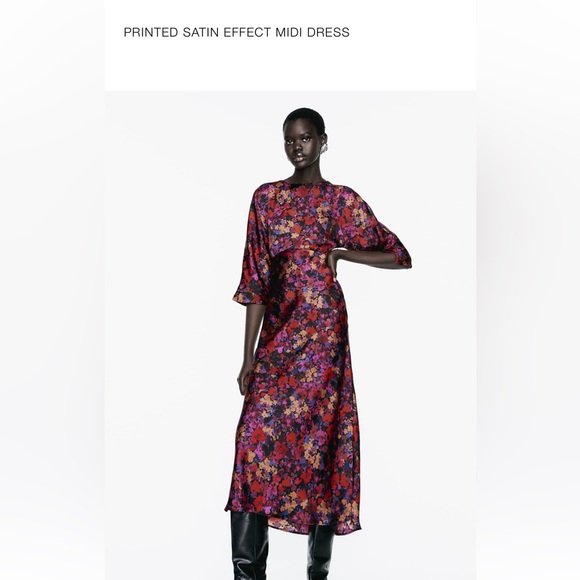 Zara printed satin effect midi dress multicolor - Picture 2 of 5